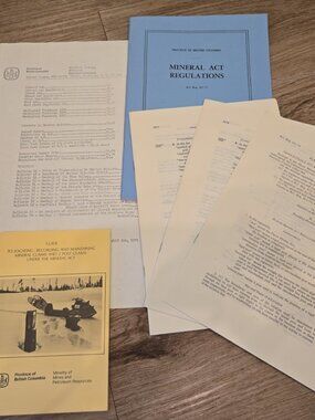 Vintage British Columbia Canada Mineral Act Regulations Booklet & Order Form
